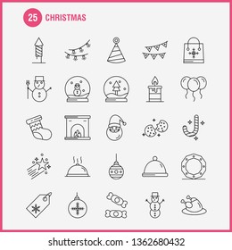 Christmas Line Icon for Web, Print and Mobile UX/UI Kit. Such as: Candle, Light, Christmas, Xmas, Astronomy, Moon, Space, Star, Pictogram Pack. - Vector