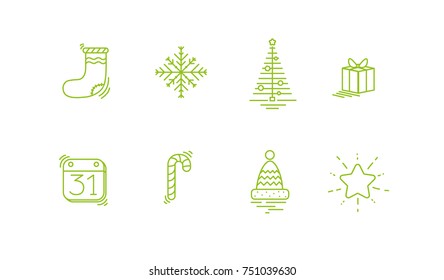 Christmas line icons