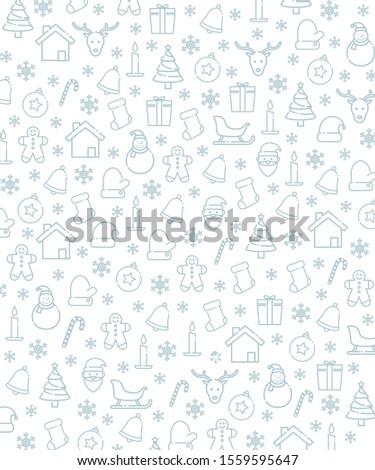 Christmas Line Icons Bacground Object