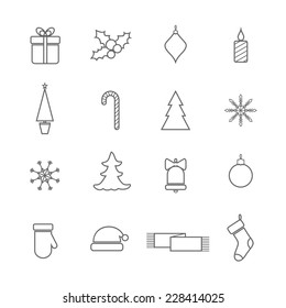 Christmas line icons set