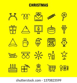 Christmas Line Icons Set For Infographics, Mobile UX/UI Kit And Print Design. Include: Food, Meal, Knife, Plate, Collection Modern Infographic Logo and Pictogram. - Vector
