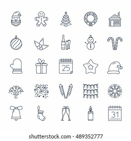 Christmas line icons set, vector eps10 illustration