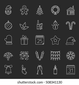 Christmas line icons set, vector eps10 illustration