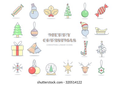 Christmas line icons. Stock vector.