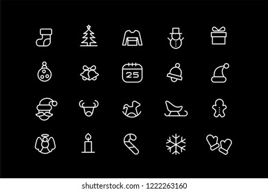 Christmas line icons. vector linear icon set.