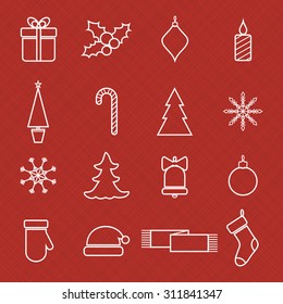 Christmas line icons vector set for web and holidays design