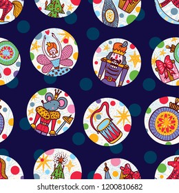 Christmas line vector seamless Nutcracker pattern.  Seamless pattern can be used for wallpaper, pattern fills, web page background, surface textures.