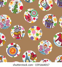 Christmas line vector seamless Nutcracker pattern.  Seamless pattern can be used for wallpaper, pattern fills, web page background, surface textures.