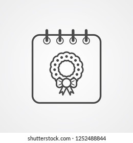 Christmas linear calendar concept vector icon sign symbol