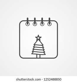 Christmas linear calendar concept vector icon sign symbol