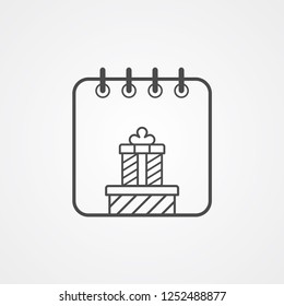 Christmas linear calendar concept vector icon sign symbol