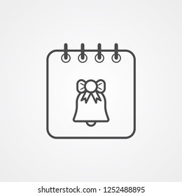 Christmas linear calendar concept vector icon sign symbol