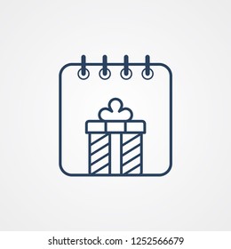 Christmas linear calendar concept vector icon sign symbol
