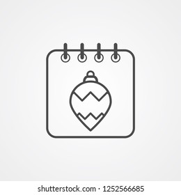 Christmas linear calendar concept vector icon sign symbol
