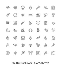 Christmas linear icons, signs, symbols vector line illustration set