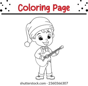 Christmas little boy Coloring Page for Kids. Merry Christmas Vector illustration coloring book.