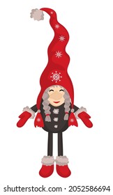 Christmas little gnome isolated on white background. Vector decoration