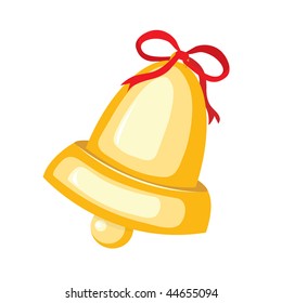 Christmas little gold bell for your design. Vector illustration.