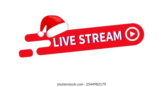 Navidades Live Stream Icon.
Live stream flat logo - elemento de diseño de Vector rojo con Botón de juego. Ilustración vectorial Video Transmisión en vivo, símbolo de noticias sobre fondo transparente. Plantilla de medios sociales.