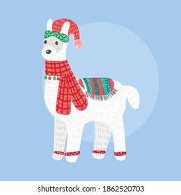 christmas llama isolated on background