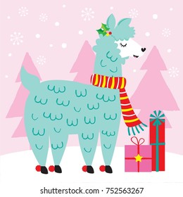 Christmas Llama with presents