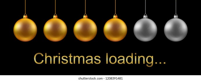 Christmas loading, banner from Christmas balls. Christmas symbol icons hanging, Merry Christmas, Happy New Year – stock vector