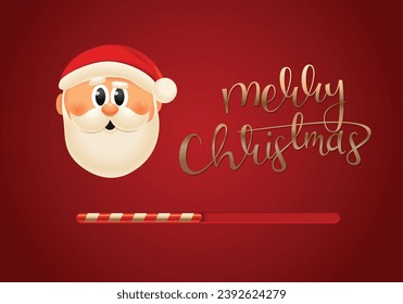 Christmas is loading banner design with a cute Santa Claus. Gift card design. Voucher for Christmas shopping. Vector illustration.