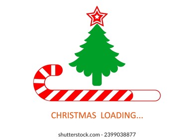 Christmas loading, banner from Christmas symbol icon, tree and candy canes, Merry Christmas, Happy New Year – stock vector