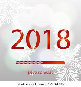 Christmas loading bar. Background with snow and snowflakes. 2018 new year illustration. Vector illustration