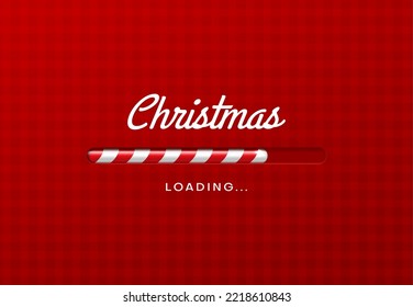 Christmas loading bar with candy cane, Xmas load or New Year countdown vector background. Winter holiday greeting or web site download for Christmas coming invitation or celebration backdrop