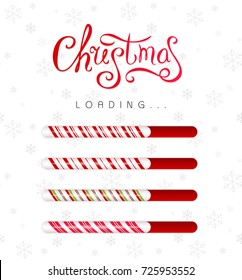 Christmas loading bar collection. Progress borders with candy cane texture.