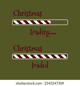 Christmas Loading bar. Red white striped ornament. Christmas indicator of coming winter holidays. Greeting card, web banner, landing page, brochure or poster template.