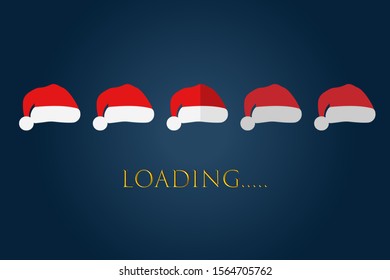 Christmas loading bar with santa claus hat.  Vector christmas illustration for t-shirt design, poster, greeting or invitation card