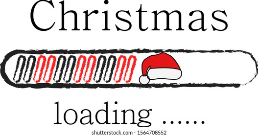 Christmas loading bar with santa claus hat. Vector christmas illustration for t-shirt design, poster, greeting or invitation card.