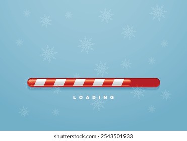 O Natal está chegando. Barra de carga com a sombra e padrão de cana-de-doce. Ilustração vetorial.	