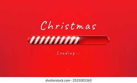 Christmas loading bar vector illustration. progress with lettering. Merry Christmas and Happy New Year countdown, website banner 4k size screen. Invitation card, Event placard, holiday expectation