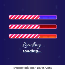 Christmas Loading Bars Game UI Colorful Simple Cute Colorful On Blue Background Vector Design