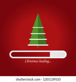 Christmas loading card design with tree and bar