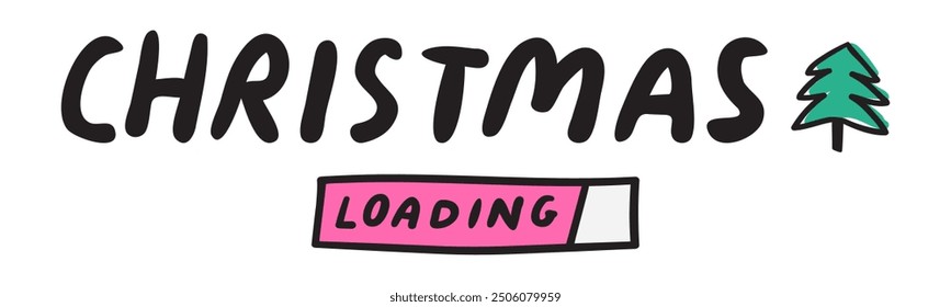 Christmas loading. Flat vector design. Hand drawn illustration on white background.