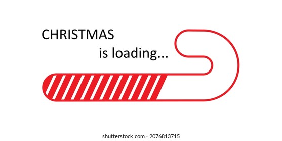 Christmas is loading progress bar,  Christmas countdown vector candy cane. Simple holiday winter illustration