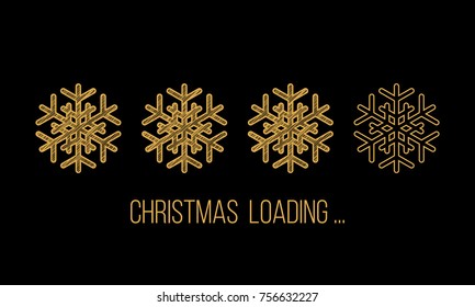 Christmas loading, snowflakes progress bar on black background