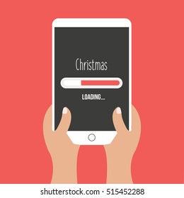 Christmas loading. waiting for christmas illustration isolated in a red background