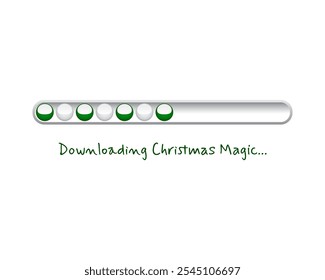 Christmas loading. Web progress bar in ball toy style. Greeting card, web banner, landing page, brochure or poster template. Vector illustration for t-shirt design.