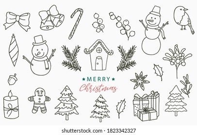 Christmas logo collection with Christmas tree, snowman,conifer,snowman.Vector illustration for icon,logo,sticker,printable and tattoo