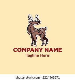 christmas logo with deer design template