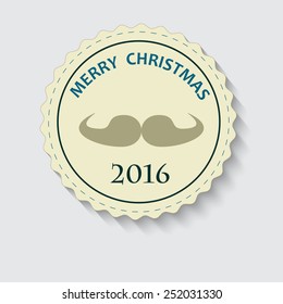 Christmas logo with text and mustache vector