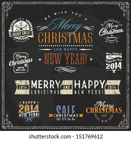 christmas logo typography chalkboard letters xmas set of xmas manuscript and typographic component frames vintage labels on a chalkboard chalk lettering christmas logo typography chalkboard letters xm