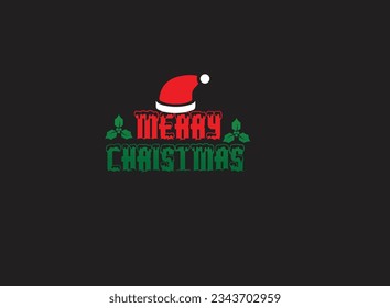 Christmas logoflyer Template. Merry Christmas logo with santa hat. Merry Christmas Vector and Clipart With Transparent Background for Download. 