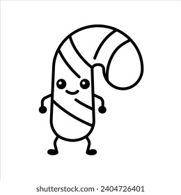 Christmas lollipop emoticon color element. Cartoon happy character. Mascot of emotions. Happy new year. 