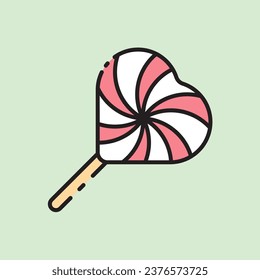 christmas lollipop icon with lineal color style